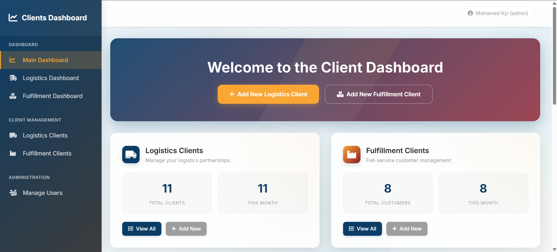 Logistics and Fulfilment Client Analytics Dashboard