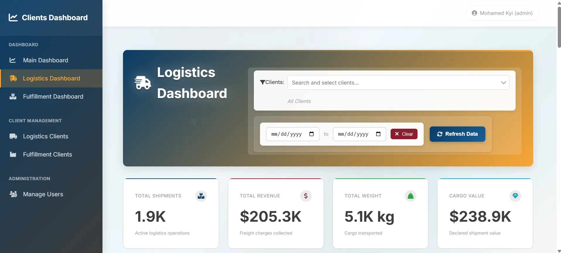 Logistics and Fulfilment Client Analytics Dashboard - Screenshot 6