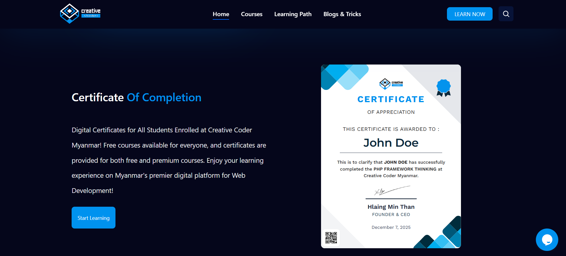 Creative Coder Myanmar Learning Platform - Screenshot 2
